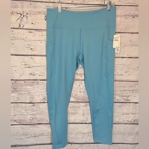 Z by ZELLA Leggings High Waist 7/8 w Side Pockets Light Blue-Large